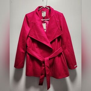 NWT Ted Baker London Deep Pink Wrap Coat Size 5
